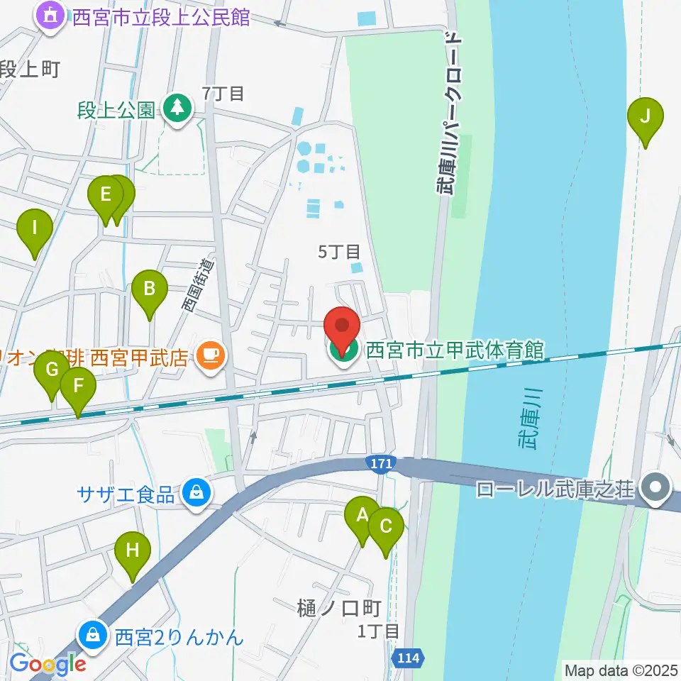 西宮市甲武体育館周辺の駐車場・コインパーキング一覧地図