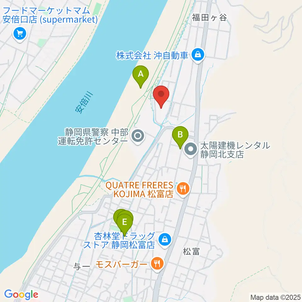 静岡市北部体育館周辺の駐車場・コインパーキング一覧地図