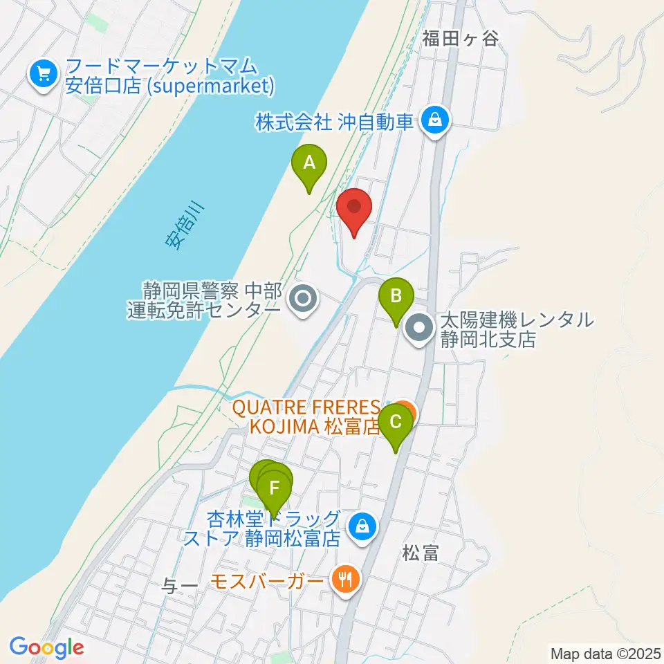 静岡市北部体育館周辺の駐車場・コインパーキング一覧地図