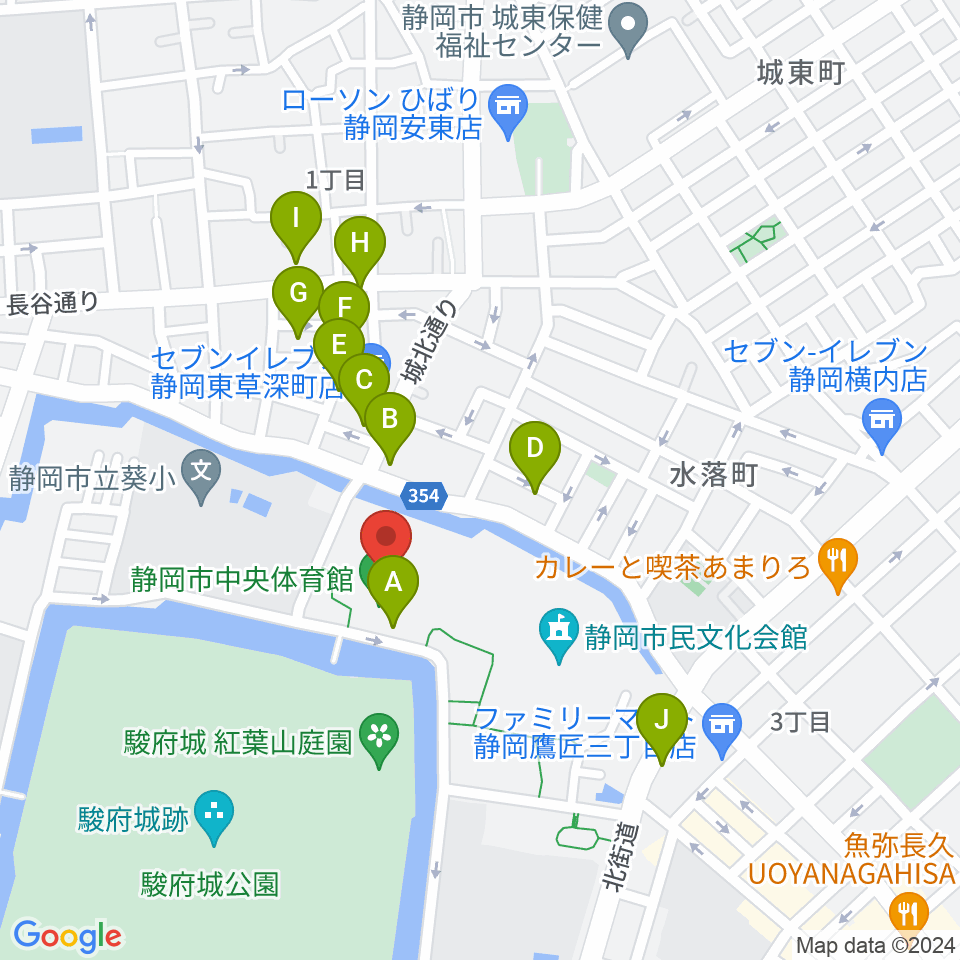 静岡市中央体育館周辺の駐車場・コインパーキング一覧地図