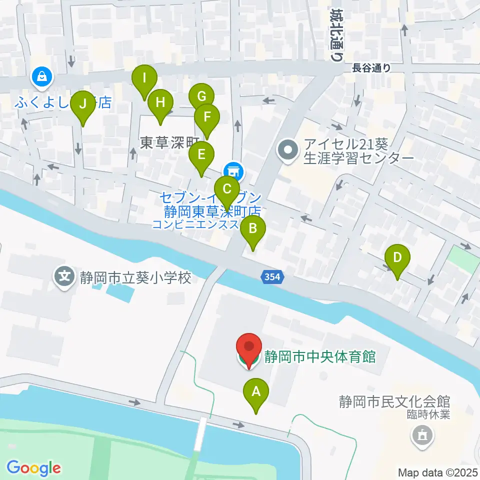 静岡市中央体育館周辺の駐車場・コインパーキング一覧地図