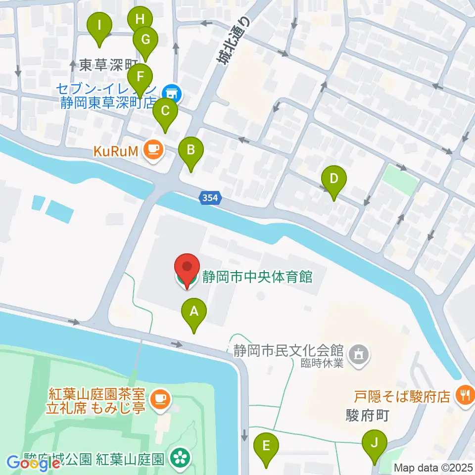 静岡市中央体育館周辺の駐車場・コインパーキング一覧地図