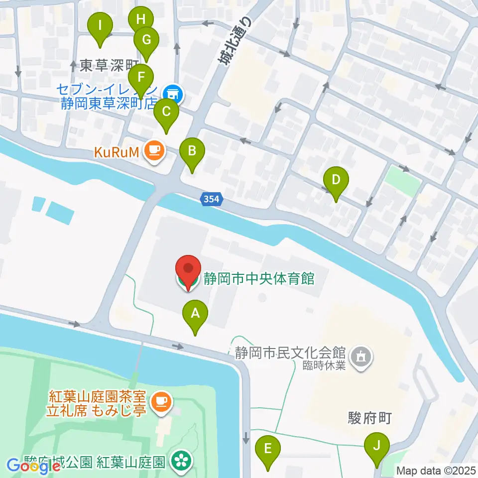 静岡市中央体育館周辺の駐車場・コインパーキング一覧地図