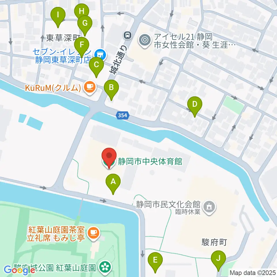 静岡市中央体育館周辺の駐車場・コインパーキング一覧地図