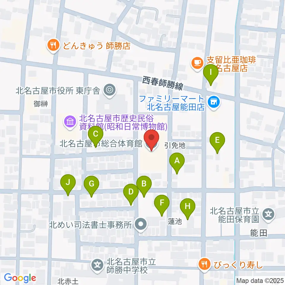 北名古屋市総合体育館周辺の駐車場・コインパーキング一覧地図