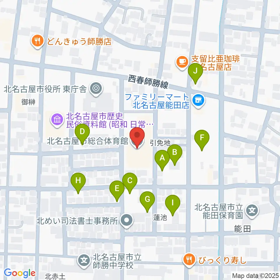 北名古屋市総合体育館周辺の駐車場・コインパーキング一覧地図