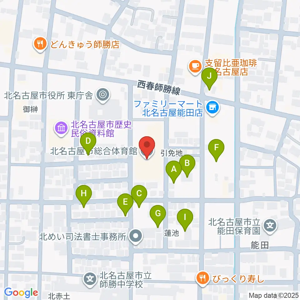 北名古屋市総合体育館周辺の駐車場・コインパーキング一覧地図