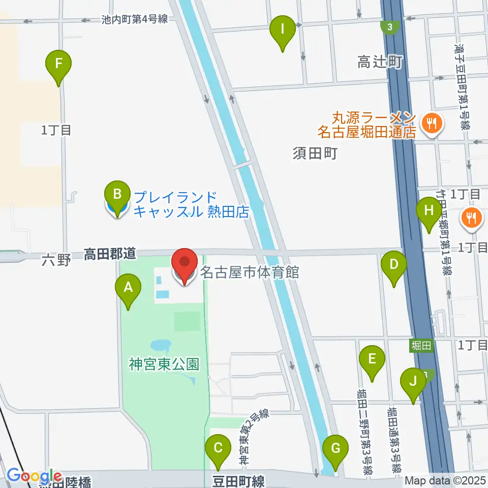 名古屋市体育館周辺の駐車場・コインパーキング一覧地図