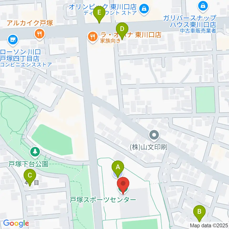 川口市立戸塚スポーツセンター周辺の駐車場・コインパーキング一覧地図
