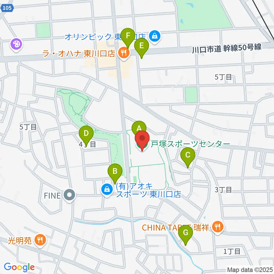 川口市立戸塚スポーツセンター周辺の駐車場・コインパーキング一覧地図