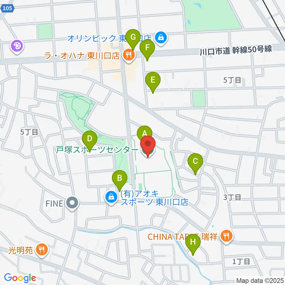 川口市立戸塚スポーツセンター周辺の駐車場・コインパーキング一覧地図