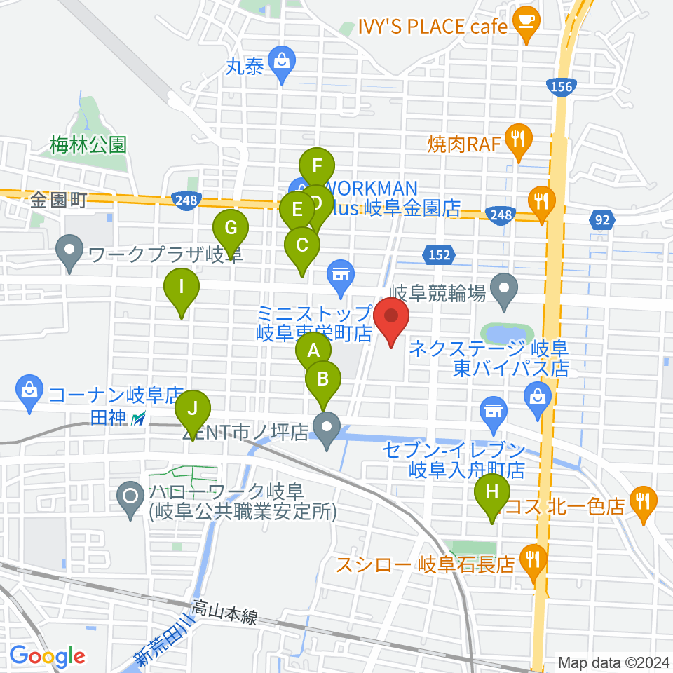 岐阜市民総合体育館周辺の駐車場・コインパーキング一覧地図