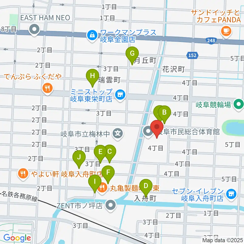岐阜市民総合体育館周辺の駐車場・コインパーキング一覧地図