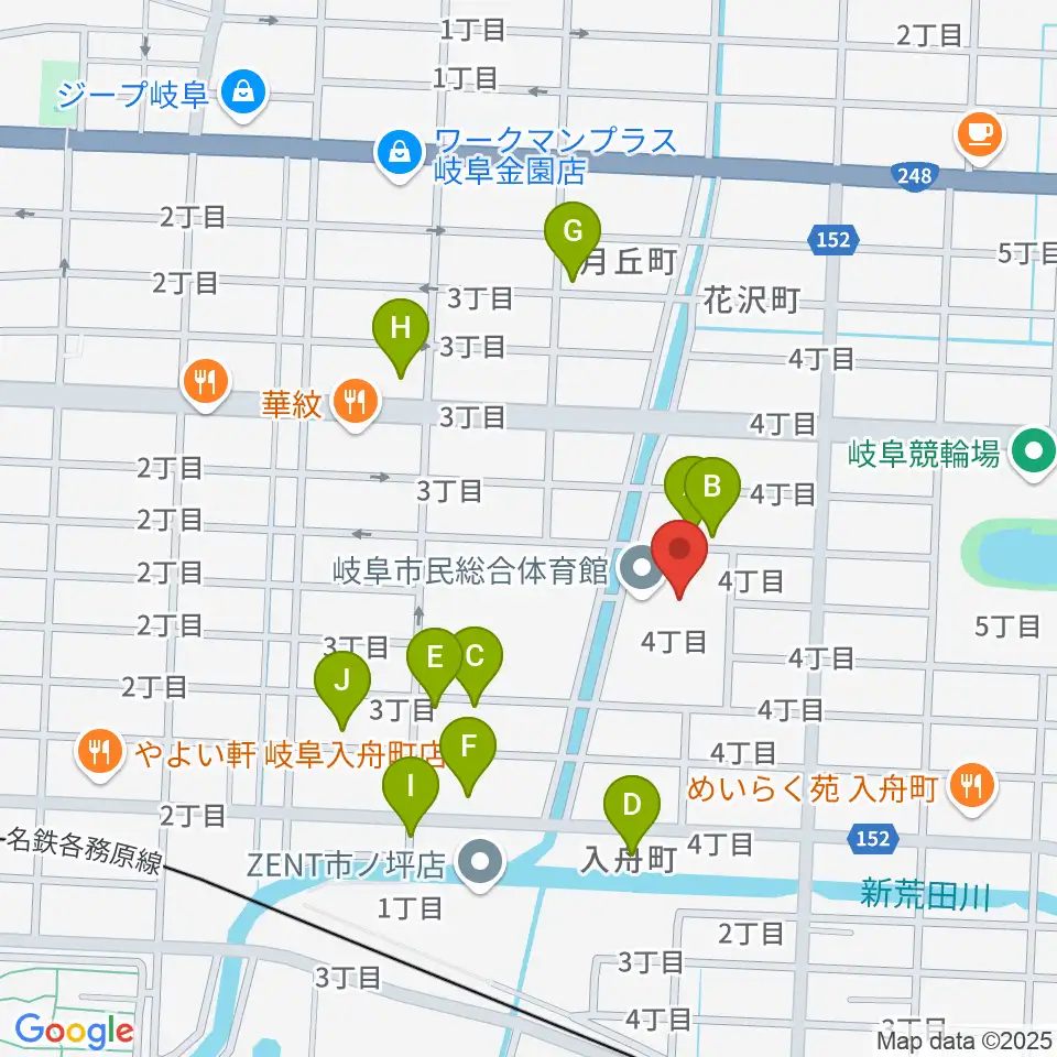 岐阜市民総合体育館周辺の駐車場・コインパーキング一覧地図