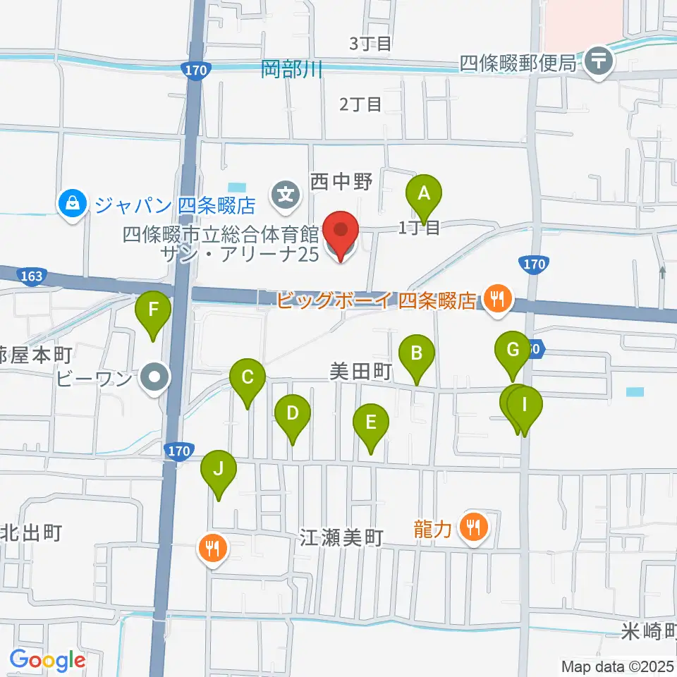 四條畷市立市民総合体育館サン・アリーナ25周辺の駐車場・コインパーキング一覧地図