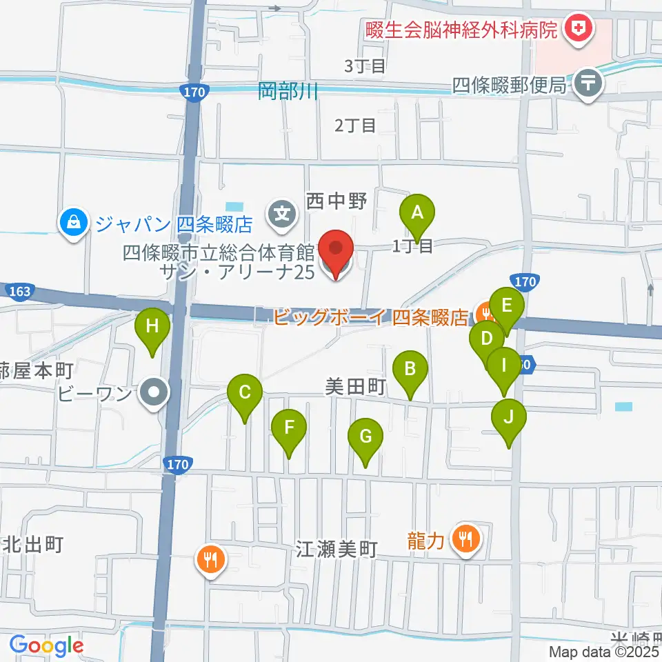 四條畷市立市民総合体育館サン・アリーナ25周辺の駐車場・コインパーキング一覧地図
