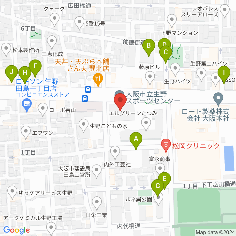 大阪市立生野スポーツセンター周辺の駐車場・コインパーキング一覧地図
