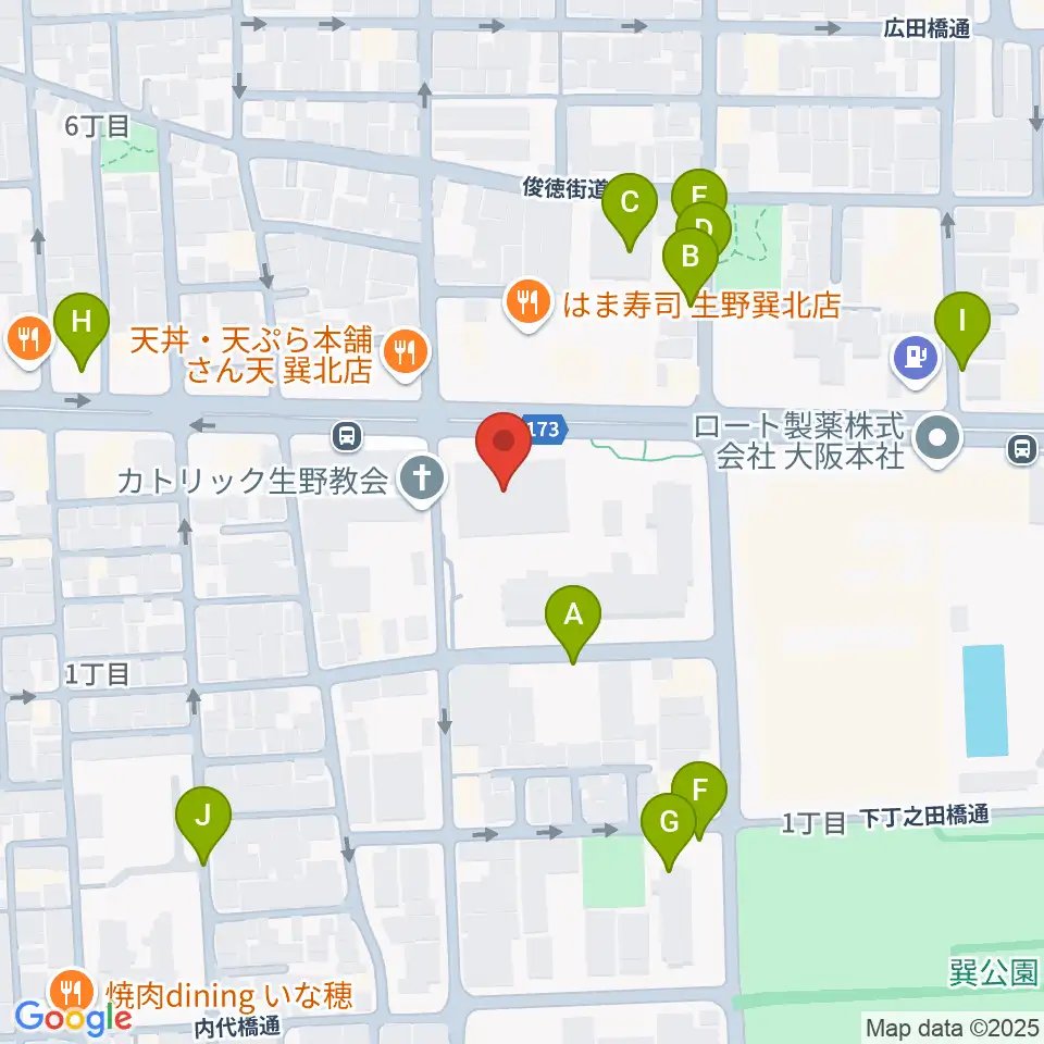 大阪市立生野スポーツセンター周辺の駐車場・コインパーキング一覧地図