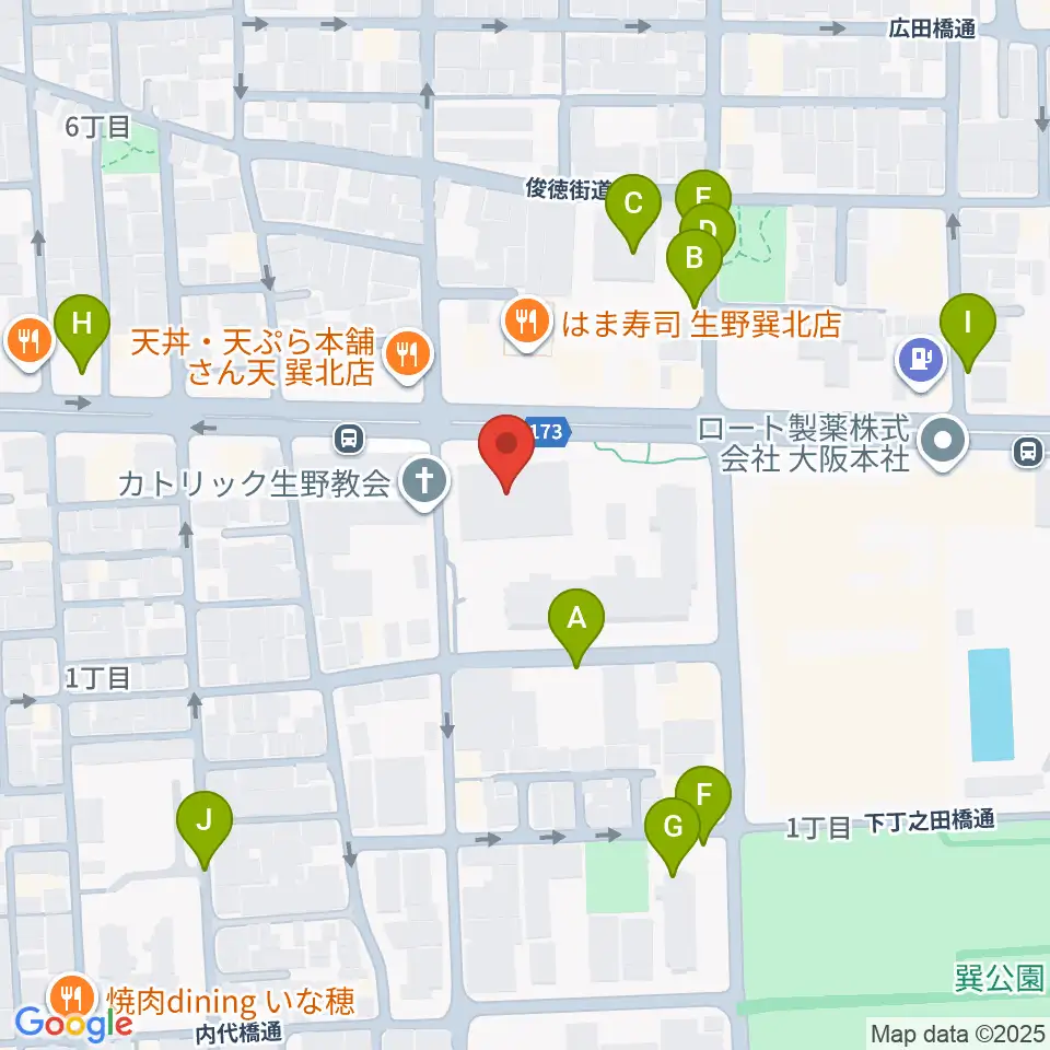 大阪市立生野スポーツセンター周辺の駐車場・コインパーキング一覧地図