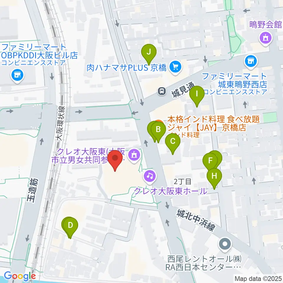大阪市立城東スポーツセンター周辺の駐車場・コインパーキング一覧地図