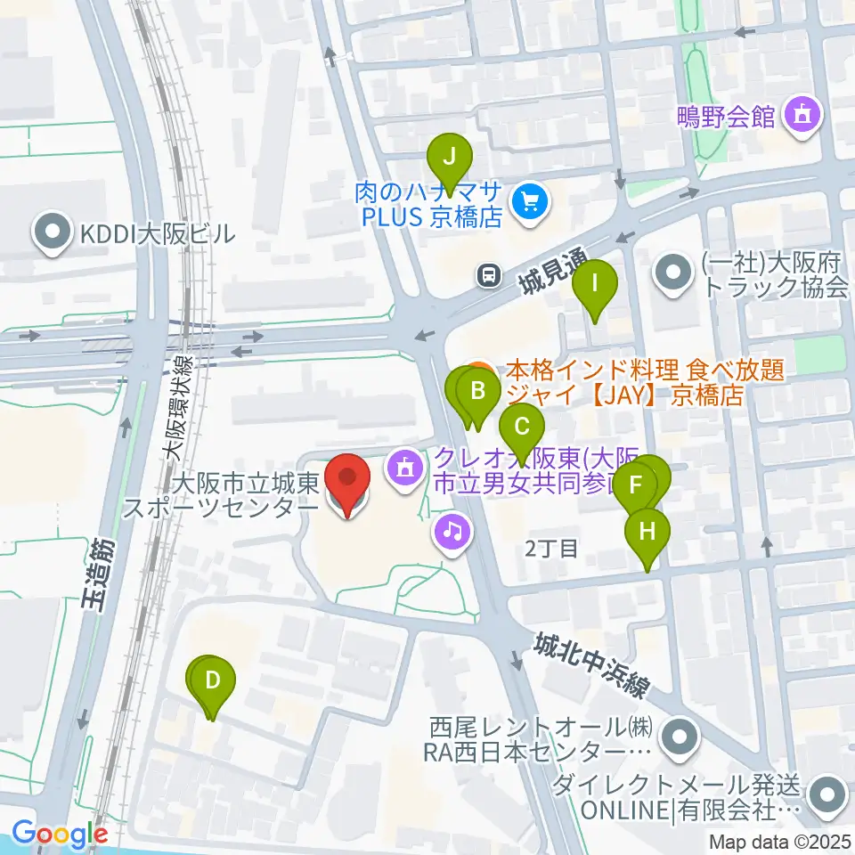 大阪市立城東スポーツセンター周辺の駐車場・コインパーキング一覧地図
