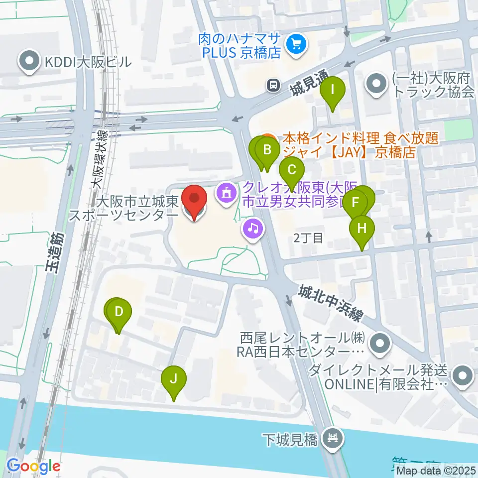 大阪市立城東スポーツセンター周辺の駐車場・コインパーキング一覧地図