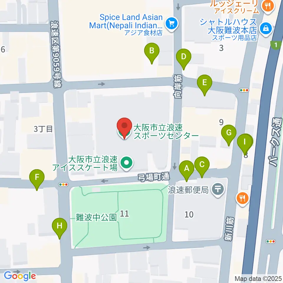 大阪市立浪速スポーツセンター周辺の駐車場・コインパーキング一覧地図