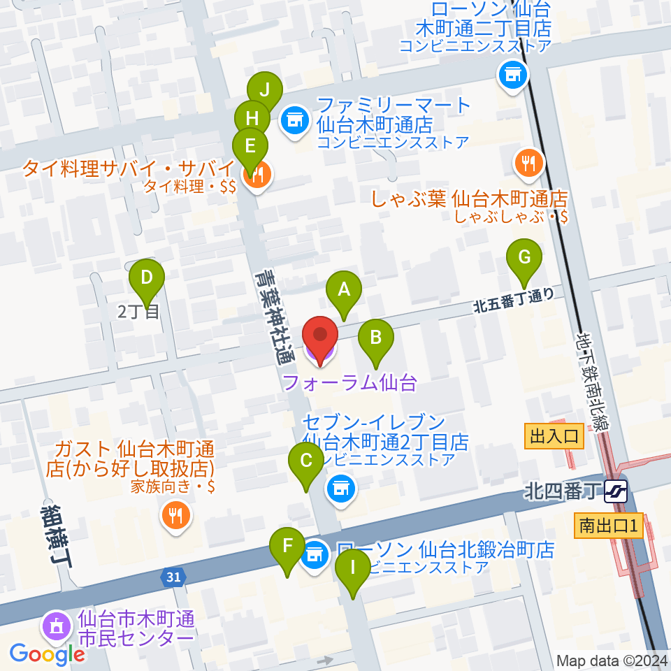 フォーラム仙台周辺の駐車場・コインパーキング一覧地図