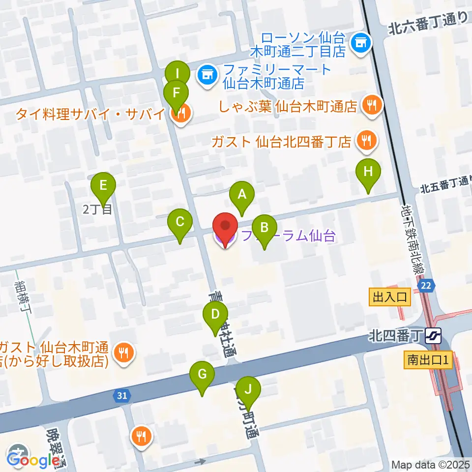 フォーラム仙台周辺の駐車場・コインパーキング一覧地図