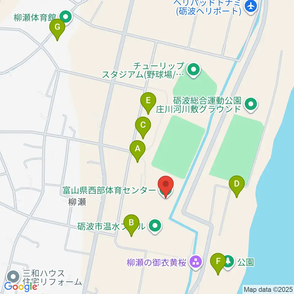 富山県西部体育センター周辺の駐車場・コインパーキング一覧地図