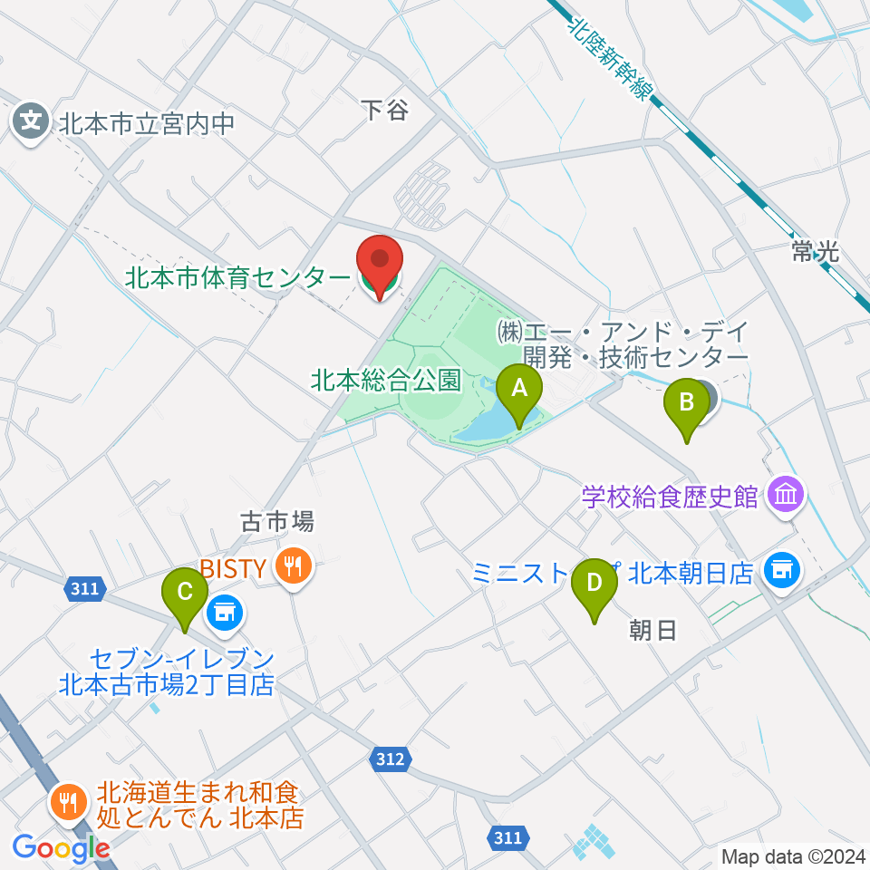 北本市体育センター周辺の駐車場・コインパーキング一覧地図