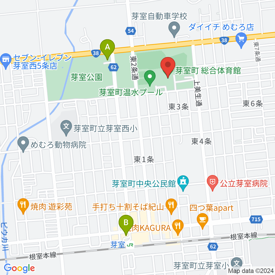 芽室町総合体育館周辺の駐車場・コインパーキング一覧地図