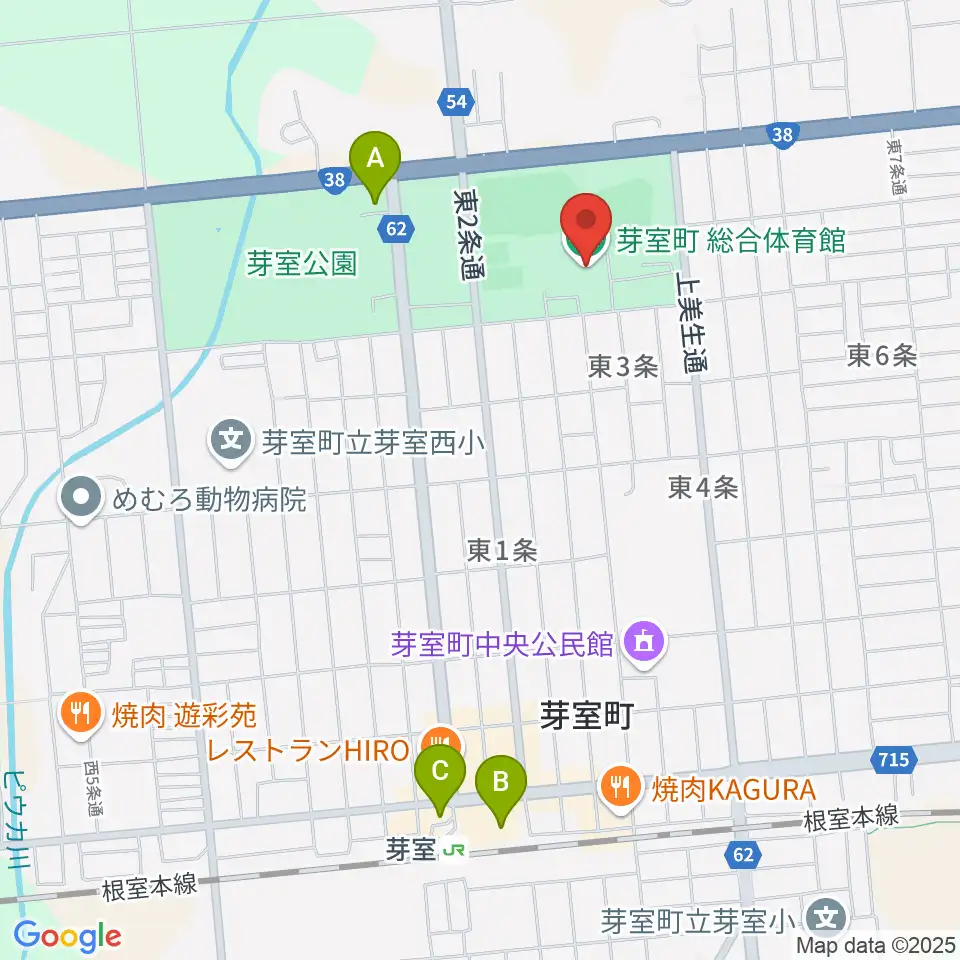 芽室町総合体育館周辺の駐車場・コインパーキング一覧地図