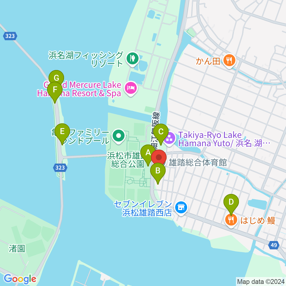 雄踏総合体育館周辺の駐車場・コインパーキング一覧地図