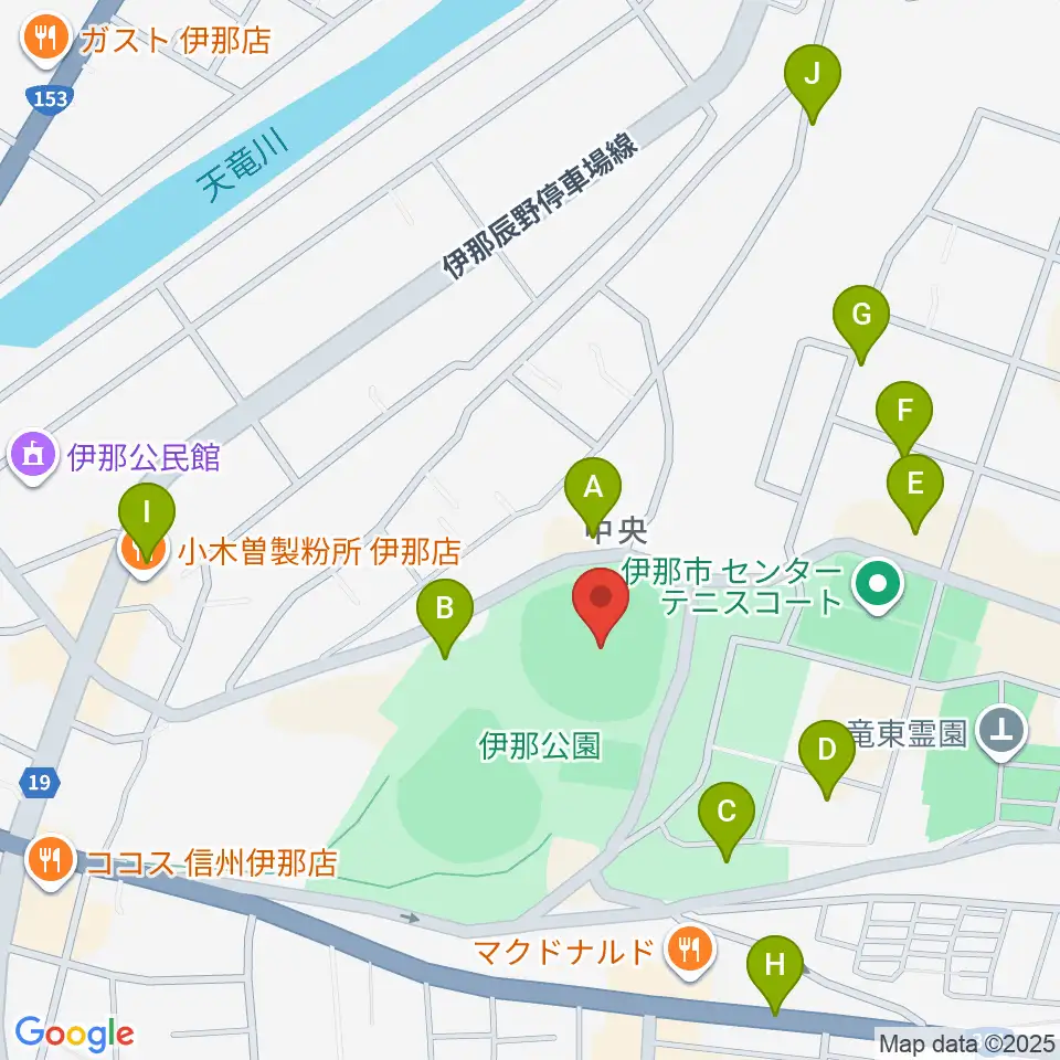伊那ニッパツスタジアム周辺の駐車場・コインパーキング一覧地図