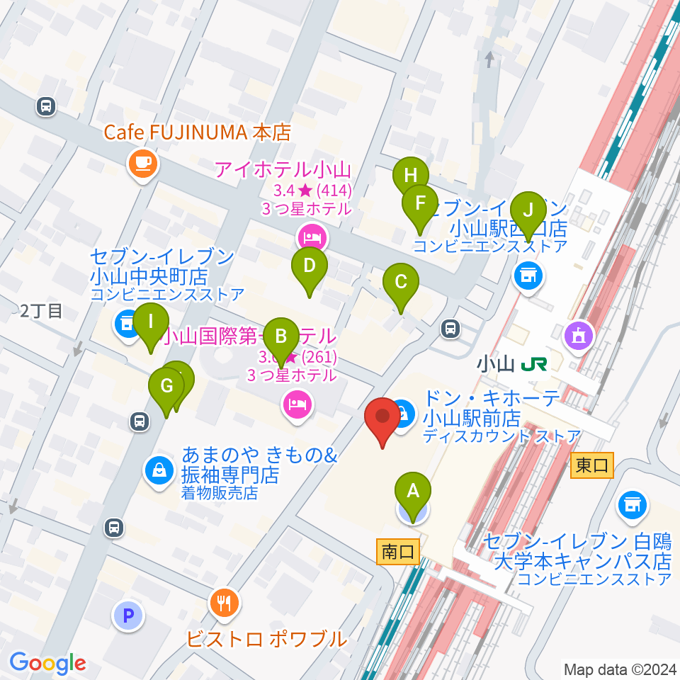 小山シネマロブレ周辺の駐車場・コインパーキング一覧地図