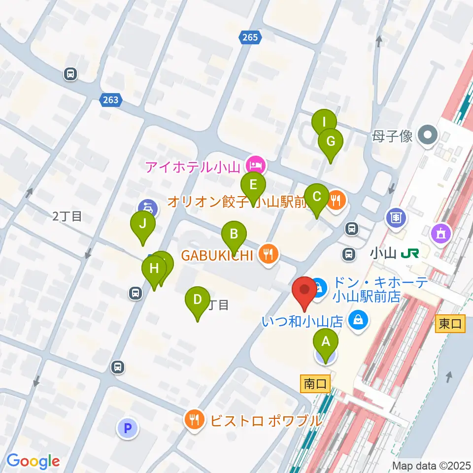 小山シネマロブレ周辺の駐車場・コインパーキング一覧地図