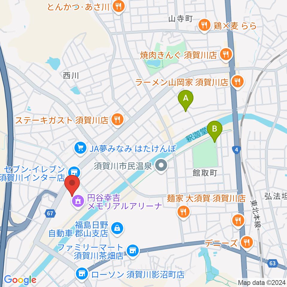 円谷幸吉メモリアルアリーナ周辺の駐車場・コインパーキング一覧地図