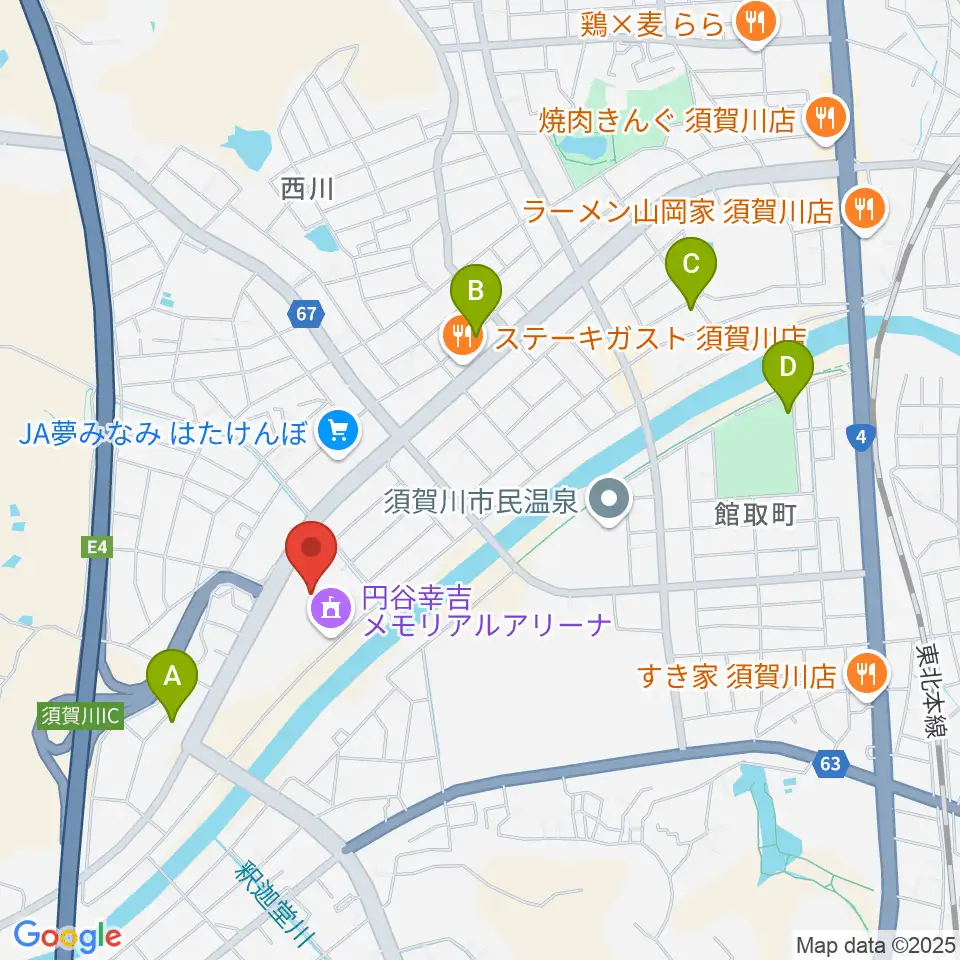円谷幸吉メモリアルアリーナ周辺の駐車場・コインパーキング一覧地図