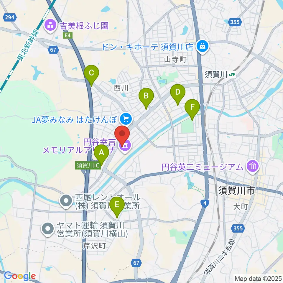 円谷幸吉メモリアルアリーナ周辺の駐車場・コインパーキング一覧地図