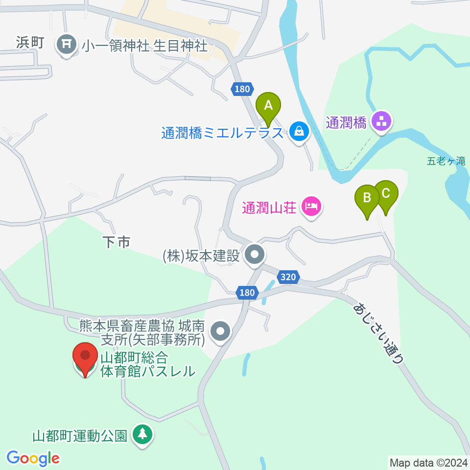 山都町総合体育館パスレル周辺の駐車場・コインパーキング一覧地図