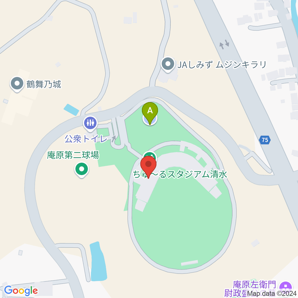 ちゅ〜るスタジアム清水周辺の駐車場・コインパーキング一覧地図