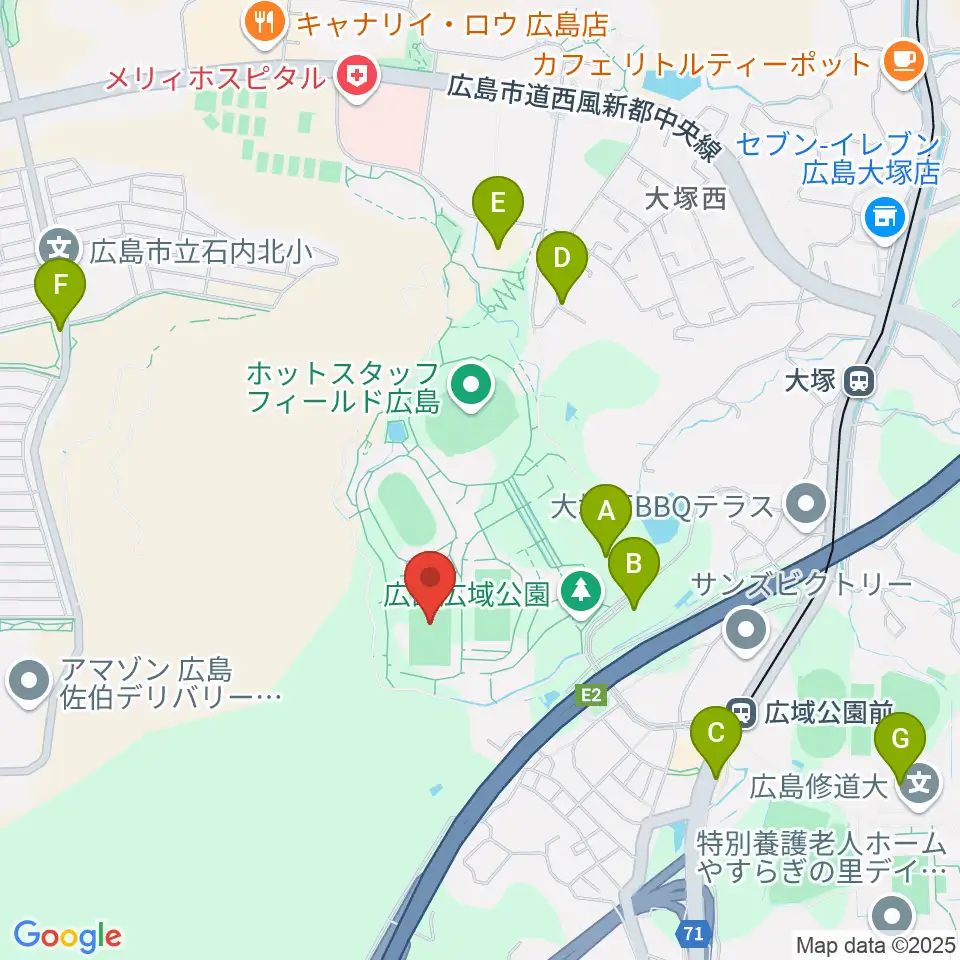 サンフレッチェビレッジ広島第一球技場周辺の駐車場・コインパーキング一覧地図