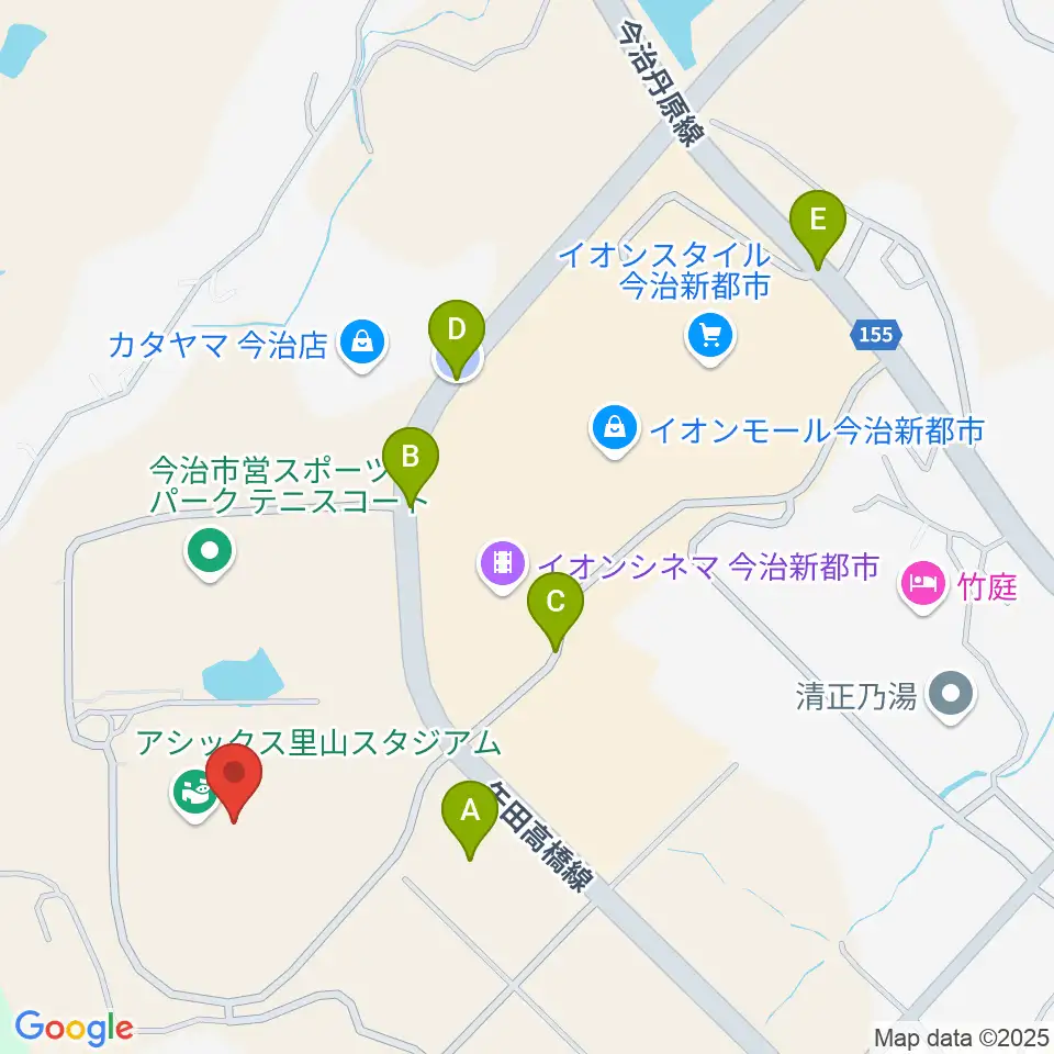 アシックス里山スタジアム周辺の駐車場・コインパーキング一覧地図