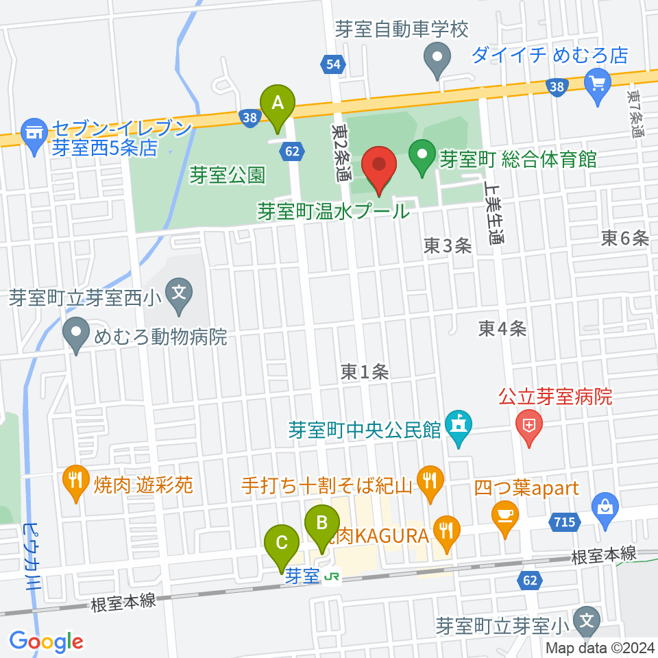 芽室町温水プール周辺の駐車場・コインパーキング一覧地図