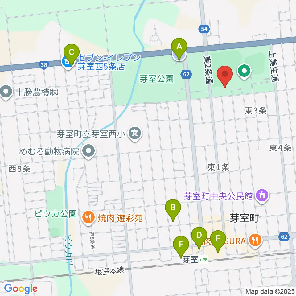 芽室町温水プール周辺の駐車場・コインパーキング一覧地図