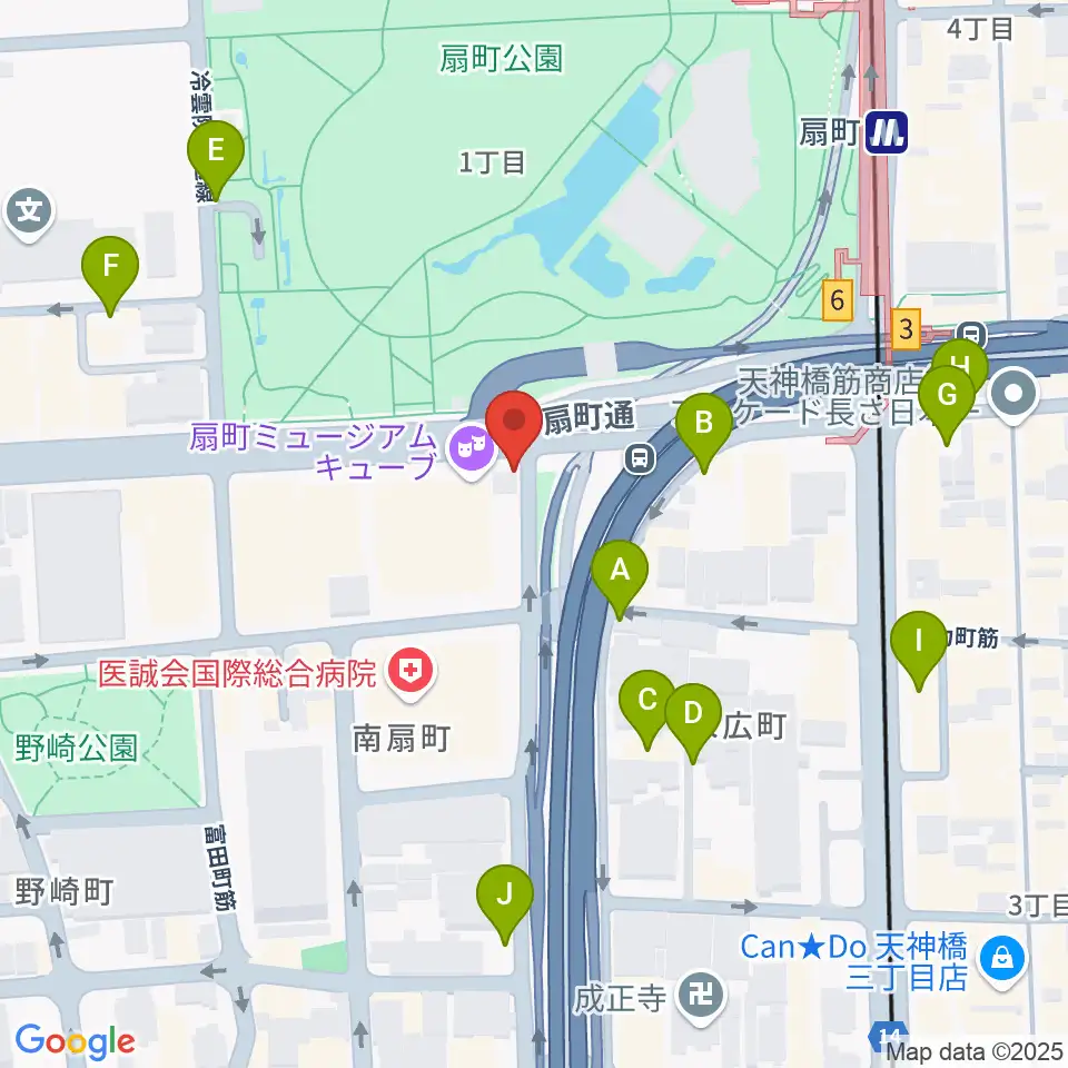 扇町ミュージアムキューブ周辺の駐車場・コインパーキング一覧地図