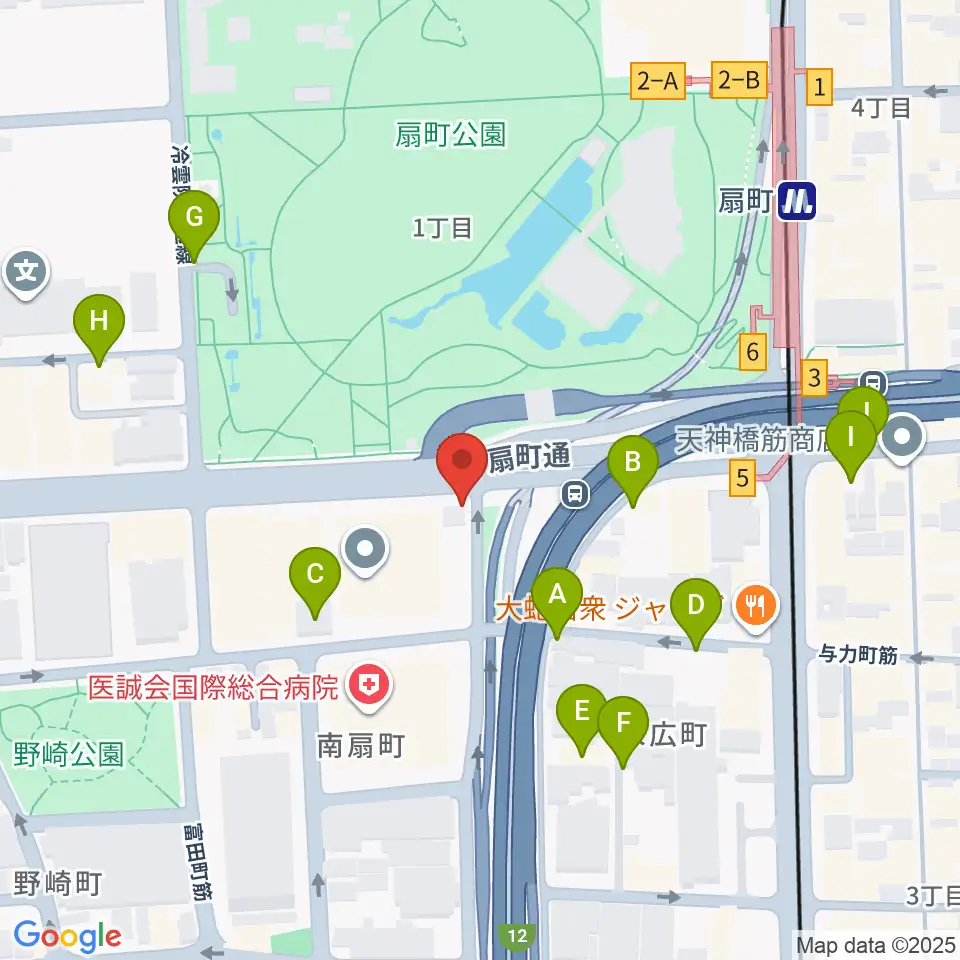 扇町ミュージアムキューブ周辺の駐車場・コインパーキング一覧地図