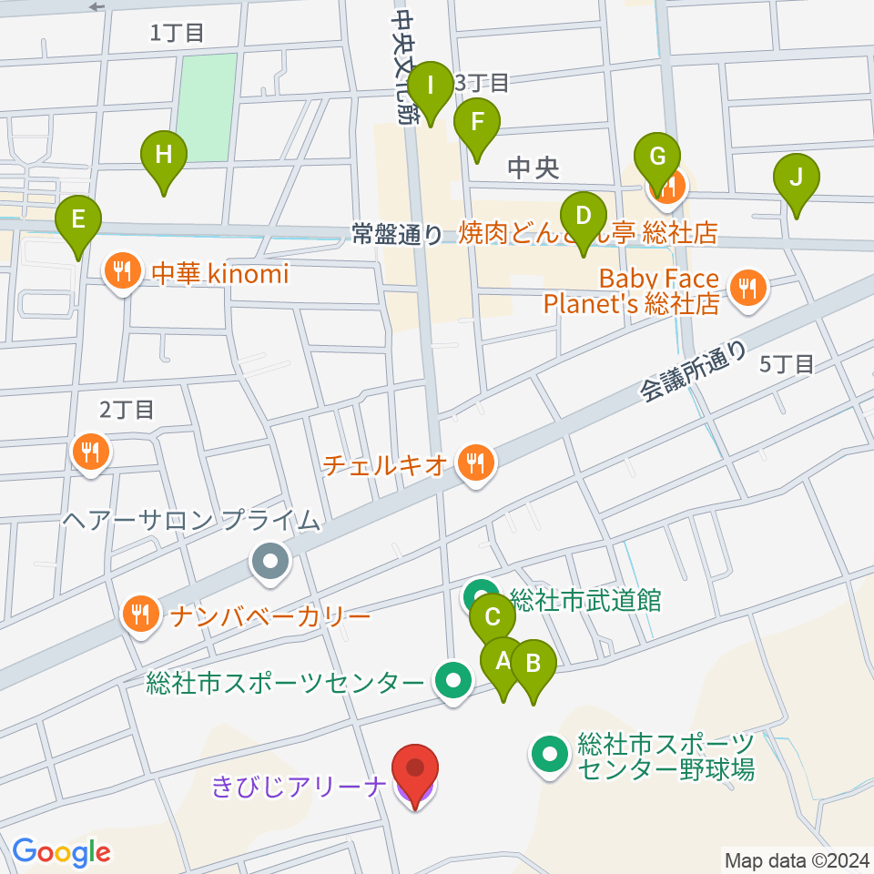 きびじアリーナ周辺の駐車場・コインパーキング一覧地図