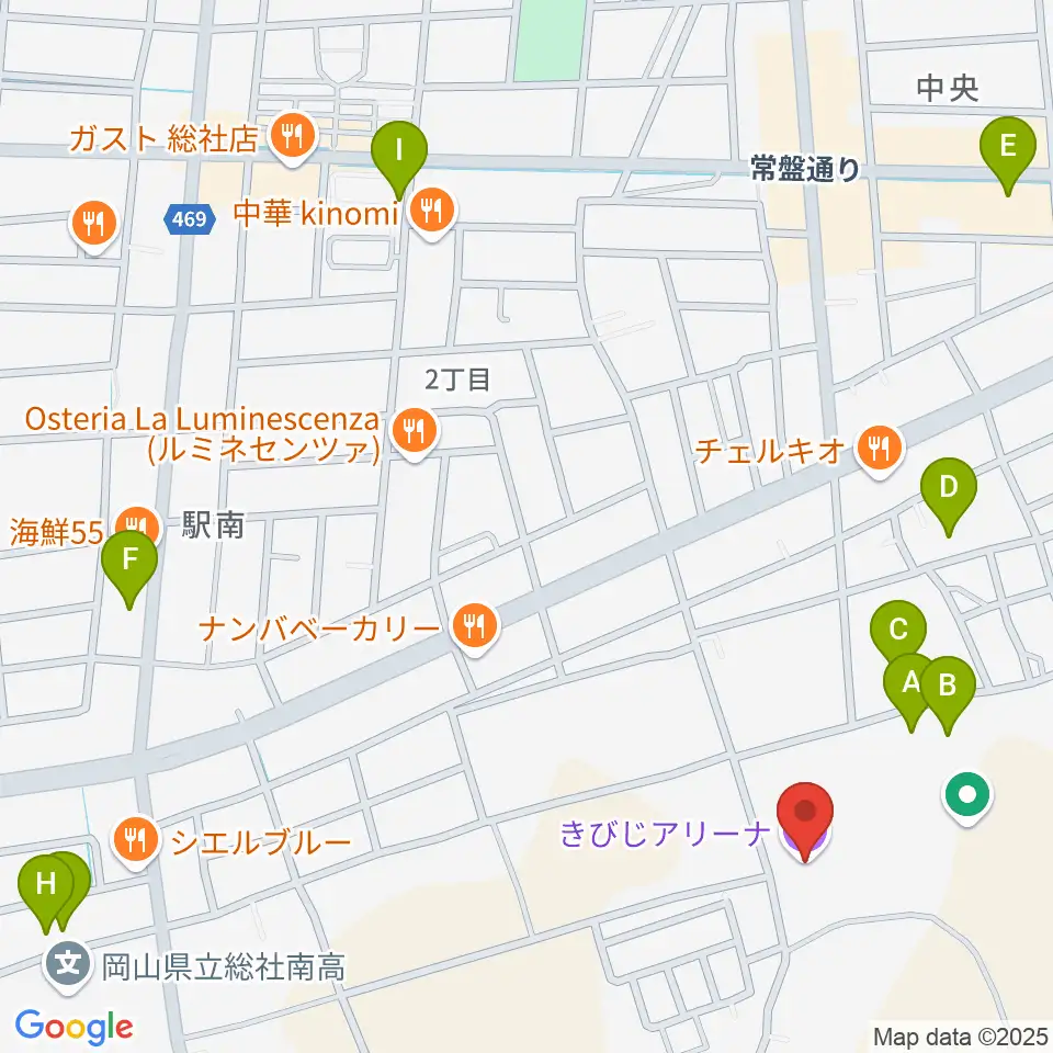 きびじアリーナ周辺の駐車場・コインパーキング一覧地図